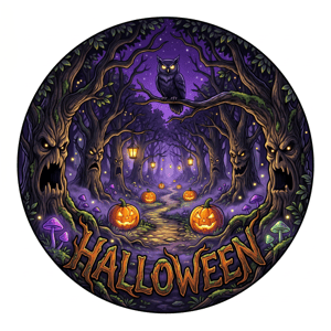CAPA PAINEL REDONDO HALLOWEEN DIA DAS BRUXAS | TECIDO PREMIUM  | VÁRIOS MODELOS - 1.50X1.50M E 50X50CM