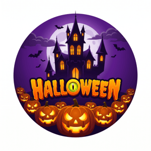 CAPA PAINEL REDONDO HALLOWEEN DIA DAS BRUXAS | TECIDO PREMIUM  | VÁRIOS MODELOS - 1.50X1.50M E 50X50CM