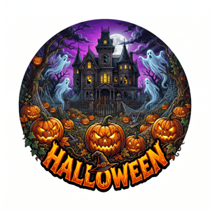 CAPA PAINEL REDONDO HALLOWEEN DIA DAS BRUXAS | TECIDO PREMIUM  | VÁRIOS MODELOS - 1.50X1.50M E 50X50CM