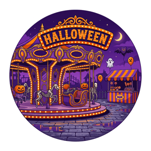 CAPA PAINEL REDONDO HALLOWEEN DIA DAS BRUXAS | TECIDO PREMIUM  | VÁRIOS MODELOS - 1.50X1.50M E 50X50CM