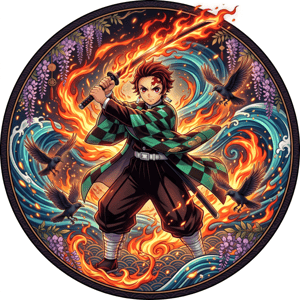 CAPA PAINEL REDONDO ANIME DEMON SLAYER | TECIDO PREMIUM  | VÁRIOS MODELOS - 1.50X1.50M E 50X50CM