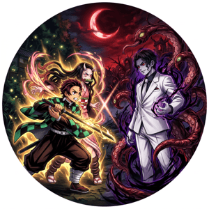 CAPA PAINEL REDONDO ANIME DEMON SLAYER | TECIDO PREMIUM  | VÁRIOS MODELOS - 1.50X1.50M E 50X50CM