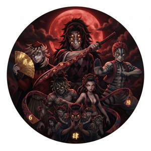 CAPA PAINEL REDONDO ANIME DEMON SLAYER | TECIDO PREMIUM  | VÁRIOS MODELOS - 1.50X1.50M E 50X50CM