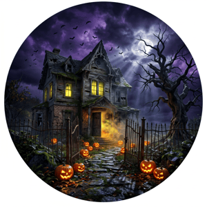 CAPA PAINEL REDONDO HALLOWEEN DIA DAS BRUXAS | TECIDO PREMIUM  | VÁRIOS MODELOS - 1.50X1.50M E 50X50CM