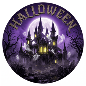 CAPA PAINEL REDONDO HALLOWEEN DIA DAS BRUXAS | TECIDO PREMIUM  | VÁRIOS MODELOS - 1.50X1.50M E 50X50CM