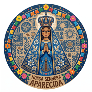 CAPA PAINEL REDONDO NOSSA SENHORA APARECIDA | TECIDO PREMIUM  | VÁRIOS MODELOS - 1.50X1.50M E 50X50CM