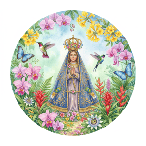 CAPA PAINEL REDONDO NOSSA SENHORA APARECIDA | TECIDO PREMIUM  | VÁRIOS MODELOS - 1.50X1.50M E 50X50CM