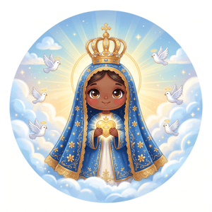 CAPA PAINEL REDONDO NOSSA SENHORA APARECIDA | TECIDO PREMIUM  | VÁRIOS MODELOS - 1.50X1.50M E 50X50CM