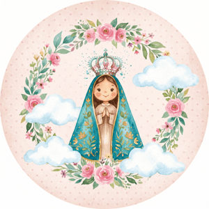 CAPA PAINEL REDONDO NOSSA SENHORA APARECIDA | TECIDO PREMIUM  | VÁRIOS MODELOS - 1.50X1.50M E 50X50CM