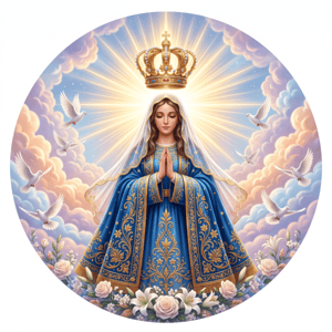 CAPA PAINEL REDONDO NOSSA SENHORA APARECIDA | TECIDO PREMIUM  | VÁRIOS MODELOS - 1.50X1.50M E 50X50CM
