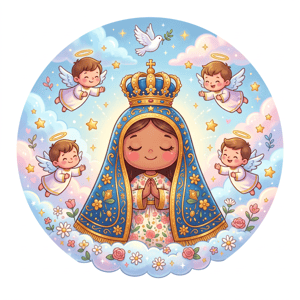 CAPA PAINEL REDONDO NOSSA SENHORA APARECIDA | TECIDO PREMIUM  | VÁRIOS MODELOS - 1.50X1.50M E 50X50CM