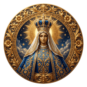 CAPA PAINEL REDONDO NOSSA SENHORA APARECIDA | TECIDO PREMIUM  | VÁRIOS MODELOS - 1.50X1.50M E 50X50CM