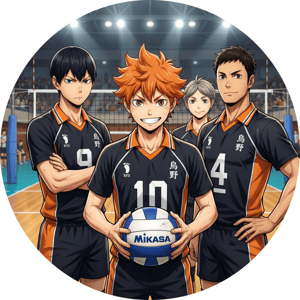 CAPA PAINEL REDONDO ANIME HAIKYUU | TECIDO PREMIUM  | VÁRIOS MODELOS - 1.50X1.50M E 50X50CM