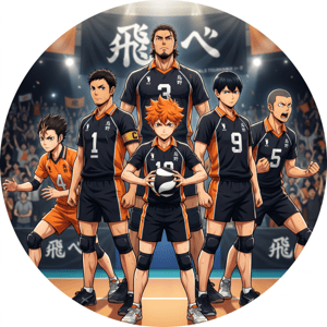 CAPA PAINEL REDONDO ANIME HAIKYUU | TECIDO PREMIUM  | VÁRIOS MODELOS - 1.50X1.50M E 50X50CM