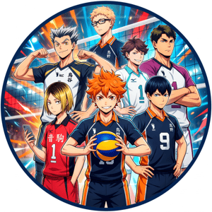CAPA PAINEL REDONDO ANIME HAIKYUU | TECIDO PREMIUM  | VÁRIOS MODELOS - 1.50X1.50M E 50X50CM