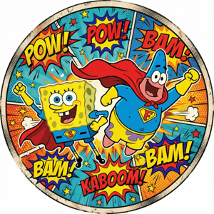 CAPA PAINEL REDONDO BOB ESPONJA | TECIDO PREMIUM  | VÁRIOS MODELOS - 1.50X1.50M E 50X50CM