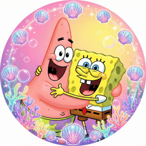 CAPA PAINEL REDONDO BOB ESPONJA | TECIDO PREMIUM  | VÁRIOS MODELOS - 1.50X1.50M E 50X50CM