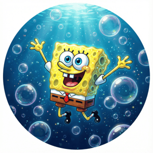 CAPA PAINEL REDONDO BOB ESPONJA | TECIDO PREMIUM  | VÁRIOS MODELOS - 1.50X1.50M E 50X50CM