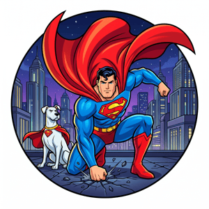 CAPA PAINEL REDONDO SUPERMAN KRIPTO SUPER HOMEM  | TECIDO PREMIUM  | VÁRIOS MODELOS - 1.50X1.50M E 50X50CM