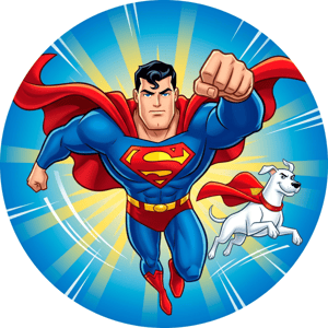 CAPA PAINEL REDONDO SUPERMAN KRIPTO SUPER HOMEM  | TECIDO PREMIUM  | VÁRIOS MODELOS - 1.50X1.50M E 50X50CM