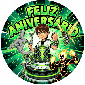 CAPA PAINEL REDONDO BEN 10 | TECIDO PREMIUM  | VÁRIOS MODELOS - 1.50X1.50M E 50X50CM
