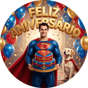 CAPA PAINEL REDONDO SUPERMAN KRIPTO SUPER HOMEM  | TECIDO PREMIUM  | VÁRIOS MODELOS - 1.50X1.50M E 50X50CM