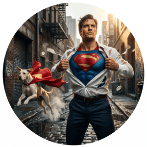 CAPA PAINEL REDONDO SUPERMAN KRIPTO SUPER HOMEM  | TECIDO PREMIUM  | VÁRIOS MODELOS - 1.50X1.50M E 50X50CM