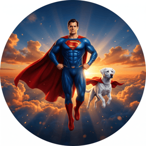 CAPA PAINEL REDONDO SUPERMAN KRIPTO SUPER HOMEM  | TECIDO PREMIUM  | VÁRIOS MODELOS - 1.50X1.50M E 50X50CM