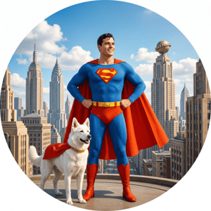 CAPA PAINEL REDONDO SUPERMAN KRIPTO SUPER HOMEM  | TECIDO PREMIUM  | VÁRIOS MODELOS - 1.50X1.50M E 50X50CM