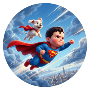 CAPA PAINEL REDONDO SUPERMAN KRIPTO SUPER HOMEM  | TECIDO PREMIUM  | VÁRIOS MODELOS - 1.50X1.50M E 50X50CM