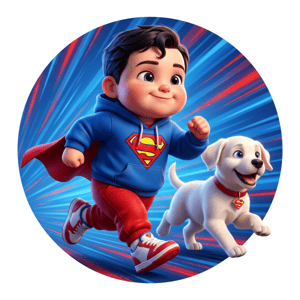 CAPA PAINEL REDONDO SUPERMAN KRIPTO SUPER HOMEM  | TECIDO PREMIUM  | VÁRIOS MODELOS - 1.50X1.50M E 50X50CM