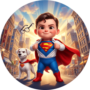CAPA PAINEL REDONDO SUPERMAN KRIPTO SUPER HOMEM  | TECIDO PREMIUM  | VÁRIOS MODELOS - 1.50X1.50M E 50X50CM