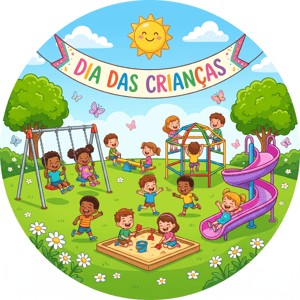 CAPA PAINEL REDONDO DIA DAS CRIANÇAS | TECIDO PREMIUM  | VÁRIOS MODELOS - 1.50X1.50M E 50X50CM
