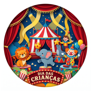 CAPA PAINEL REDONDO DIA DAS CRIANÇAS | TECIDO PREMIUM  | VÁRIOS MODELOS - 1.50X1.50M E 50X50CM