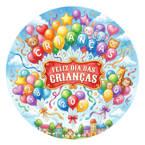 CAPA PAINEL REDONDO DIA DAS CRIANÇAS | TECIDO PREMIUM  | VÁRIOS MODELOS - 1.50X1.50M E 50X50CM