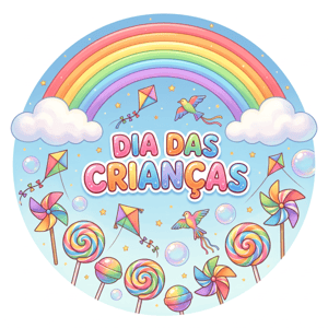 CAPA PAINEL REDONDO DIA DAS CRIANÇAS | TECIDO PREMIUM  | VÁRIOS MODELOS - 1.50X1.50M E 50X50CM