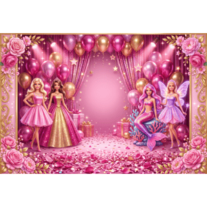 CAPA FUNDO FOTOGRÁFICO HORIZONTAL BARBIE | TECIDO PREMIUM | VÁRIOS MODELOS - 1.50X2.20CM