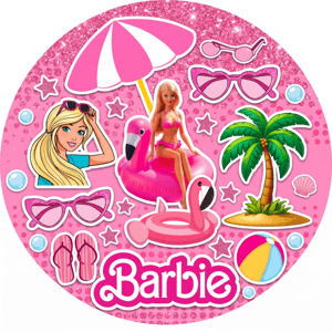 CAPA PAINEL REDONDO BARBIE | TECIDO PREMIUM  | VÁRIOS MODELOS - 1.50X1.50M E 50X50CM