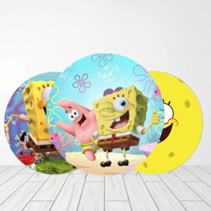 CAPA PAINEL REDONDO BOB ESPONJA | TECIDO PREMIUM  | VÁRIOS MODELOS - 1.50X1.50M E 50X50CM Tecido: Helanca 1.50x1.50m E 50X50cm    