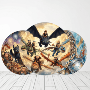 CAPA PAINEL REDONDO COMO TREINAR O SEU DRAGÃO | TECIDO PREMIUM  | VÁRIOS MODELOS - 1.50X1.50M E 50X50CM Tecido: Helanca 1.50x1.50m E 50X50cm    