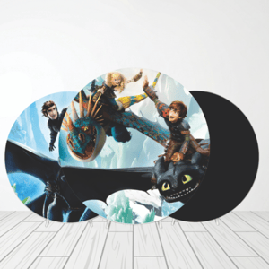 CAPA PAINEL REDONDO COMO TREINAR O SEU DRAGÃO | TECIDO PREMIUM  | VÁRIOS MODELOS - 1.50X1.50M E 50X50CM Tecido: Helanca 1.50x1.50m E 50X50cm    