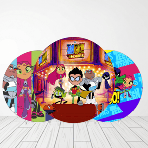 CAPA PAINEL REDONDO JOVENS TITANS | TECIDO PREMIUM  | VÁRIOS MODELOS - 1.50X1.50M E 50X50CM Tecido: Helanca 1.50x1.50m E 50X50cm    