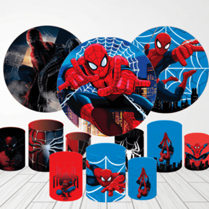 KIT CAPA PAINEL REDONDO E CILÍNDROS HOMEM ARANHA | TECIDO PREMIUM  | VÁRIOS MODELOS. Tecido: Helanca     