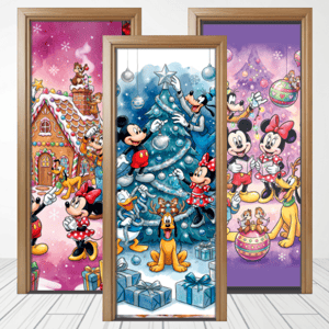 CAPA PAINEL PORTA NATAL MICKEY| TECIDO PREMIUM  | VÁRIOS MODELOS - 85cm x 2.10M Tecido: Helanca 85cm x 2.10M    
