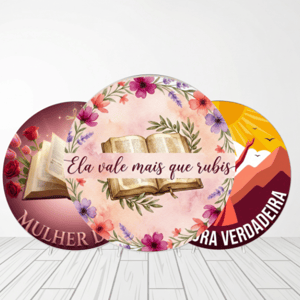 CAPA PAINEL REDONDO DIA DAS MULHERES CRISTÃ | TECIDO PREMIUM  | VÁRIOS MODELOS - 1.50X1.50M E 50X50CM Tecido: Helanca 1.50x1.50m E 50X50cm    
