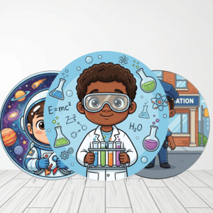 CAPA PAINEL REDONDO PROFISSÕES INFANTIL MENINOS  | TECIDO PREMIUM  | VÁRIOS MODELOS - 1.50X1.50M E 50X50CM Tecido: Helanca 1.50x1.50m E 50X50cm    