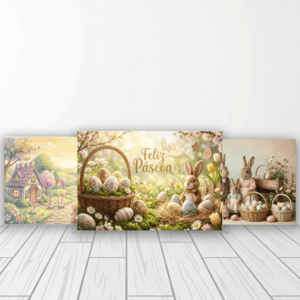 CAPA FUNDO FOTOGRÁFICO HORIZONTAL PÁSCOA COELHO| TECIDO PREMIUM  | VÁRIOS MODELOS - 2.20X1.50M Tecido: Helanca 2.20X1.50M    