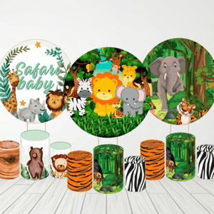 KIT CAPA PAINEL REDONDO E CILÍNDROS SAFARI| TECIDO PREMIUM  | VÁRIOS MODELOS. Tecido: Helanca     