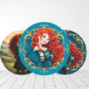 CAPA PAINEL REDONDO PRINCESA VALENTE MERIDA| TECIDO PREMIUM  | VÁRIOS MODELOS - 1.50X1.50M E 50X50CM Tecido: Helanca 1.50x1.50m E 50X50cm    