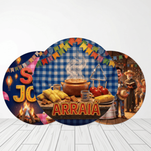 CAPA PAINEL REDONDO FESTA JUNINA | TECIDO PREMIUM | VÁRIOS MODELOS - 1.50X1.50M E 50X50CM